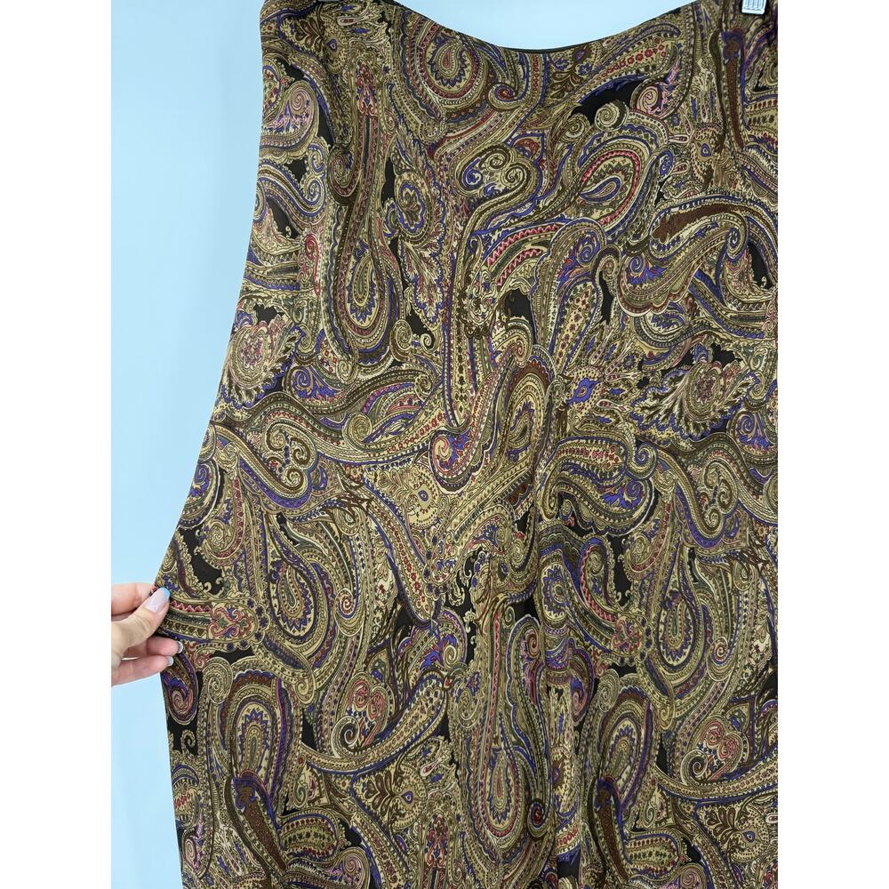 Vintage Jones NYC Womens 100% Silk Midi Skirt Size 14 Brown Floral Dark Fairy - Picture 5 of 9